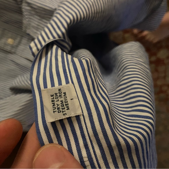 Vintage 80s Ralph Lauren Flesh Pony Blue Striped Casual Button Down 16.5 - 33 - Picture 7 of 7